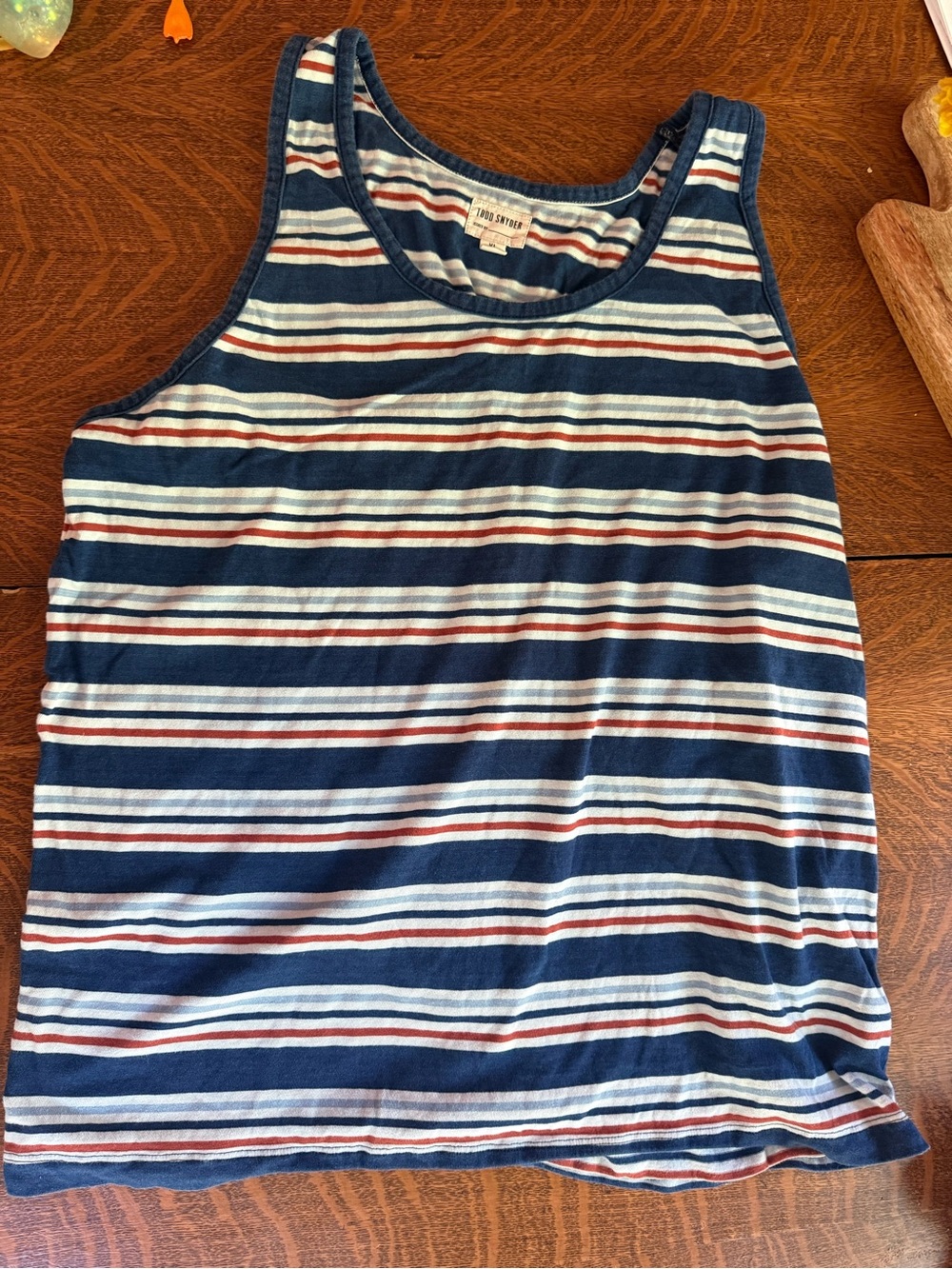 Todd Snyder Men's Striped Tank Top - Navy, White & Red